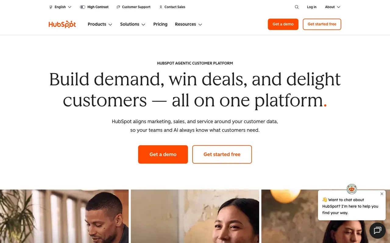 HubSpot homepage, screenshot from September 2026
