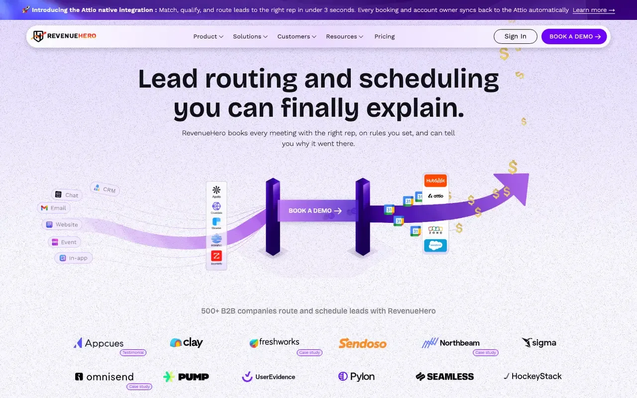 RevenueHero homepage, screenshot from October 2026