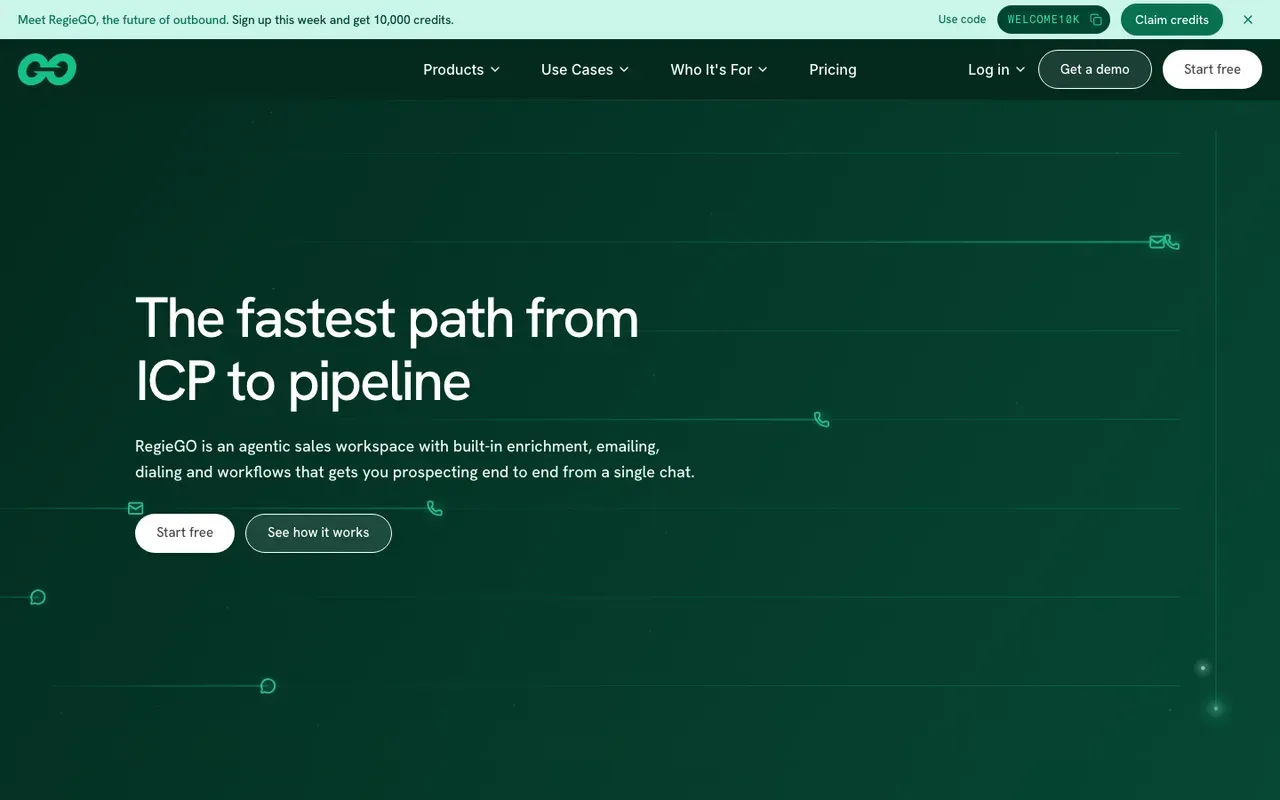 Regie.ai homepage, screenshot from September 2026