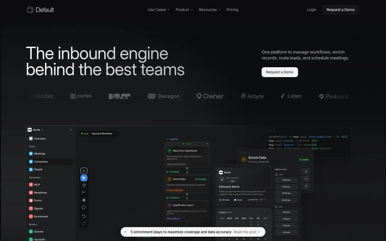 Default homepage, screenshot from October 2026
