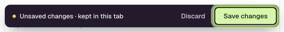 The bar at the bottom of the editor with Save changes highlighted.