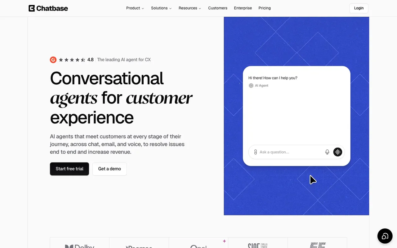 Chatbase homepage, screenshot from September 2026
