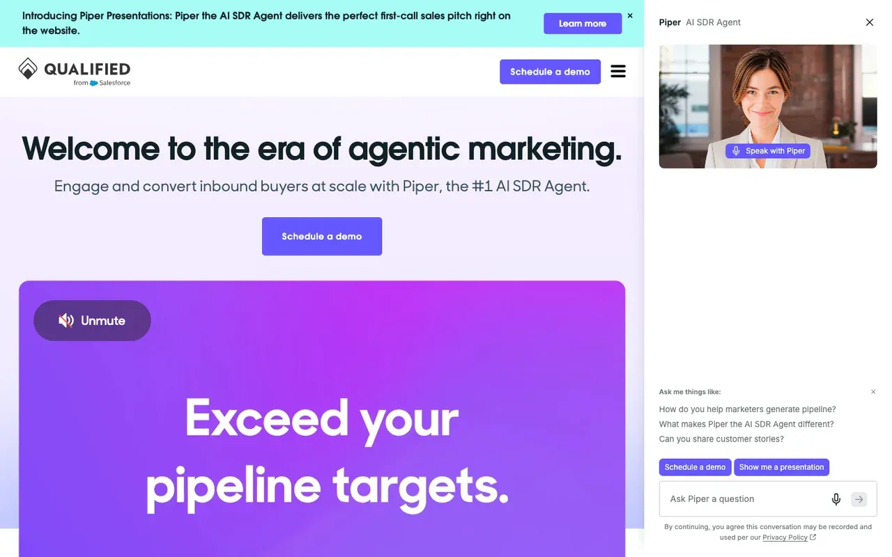Qualified homepage, screenshot from September 2026