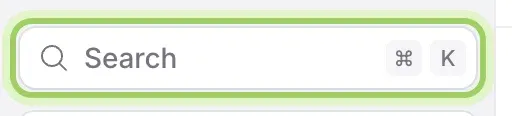 Search at the top of the sidebar, highlighted, with ⌘K beside it.