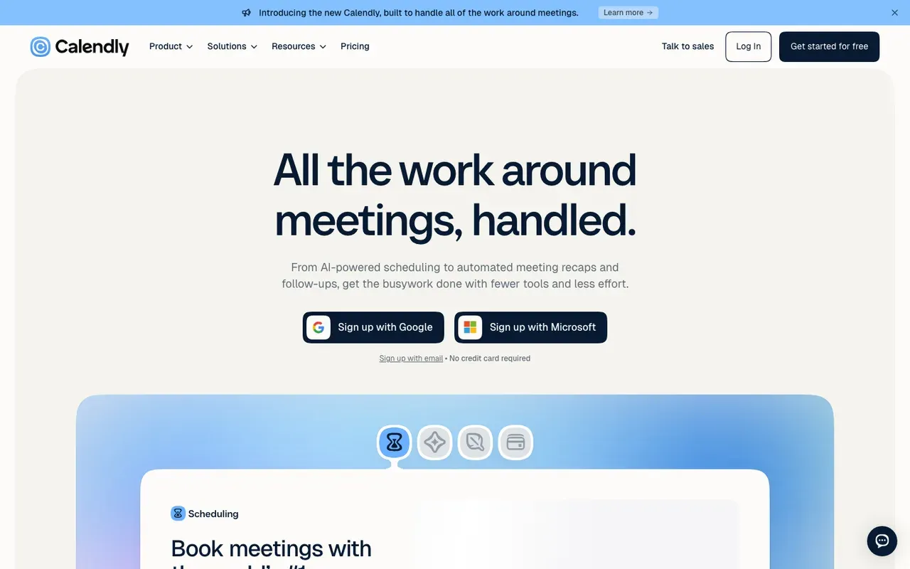 Calendly homepage, screenshot from October 2026