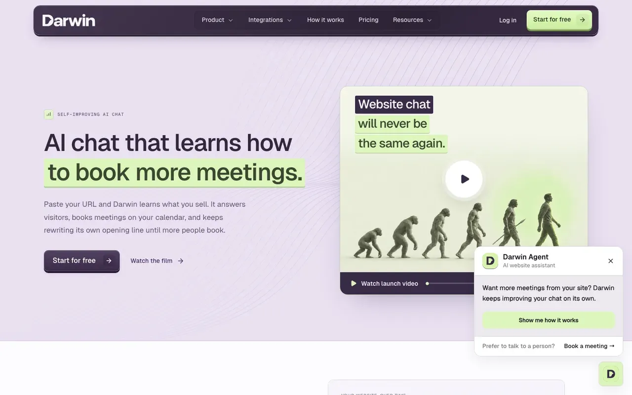 Darwin homepage, screenshot from September 2026